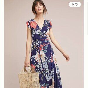 Yumi Kim Blue Silk Bora Bora Swept Away Maxi Wrap Dress (M)